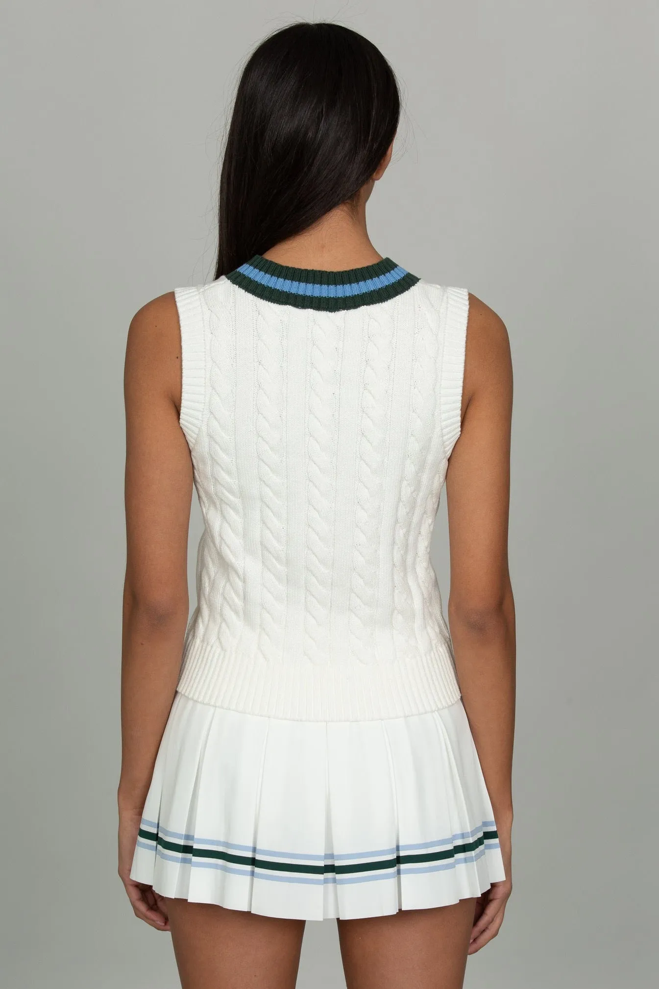 Ivory Cable Knit Sweater Vest sold by Gold Hinge product image thumbnail 3