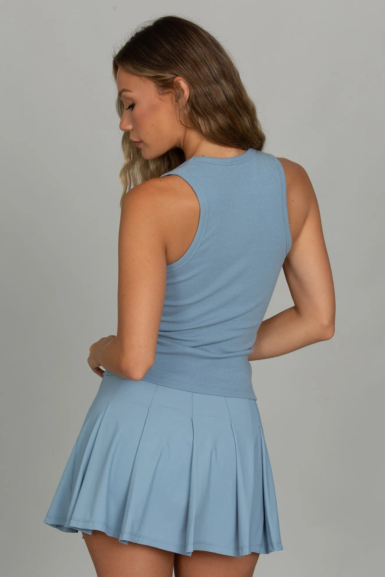 Slate Blue Ribbed Cotton Tank sold by Gold Hinge product image thumbnail 3