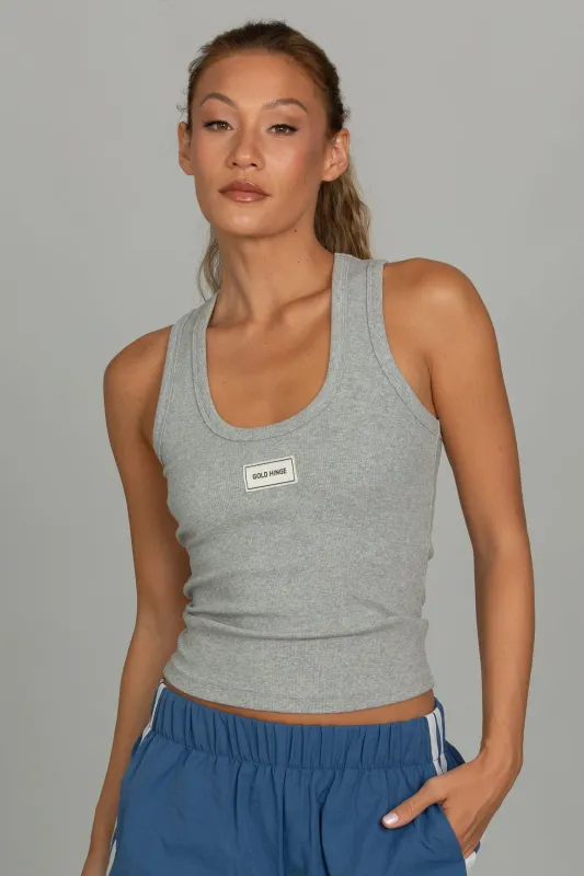 Medium Heather Grey Ribbed Cotton Tank made by Gold Hinge