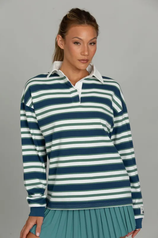 Lagoon Striped Rugby Top made by Gold Hinge