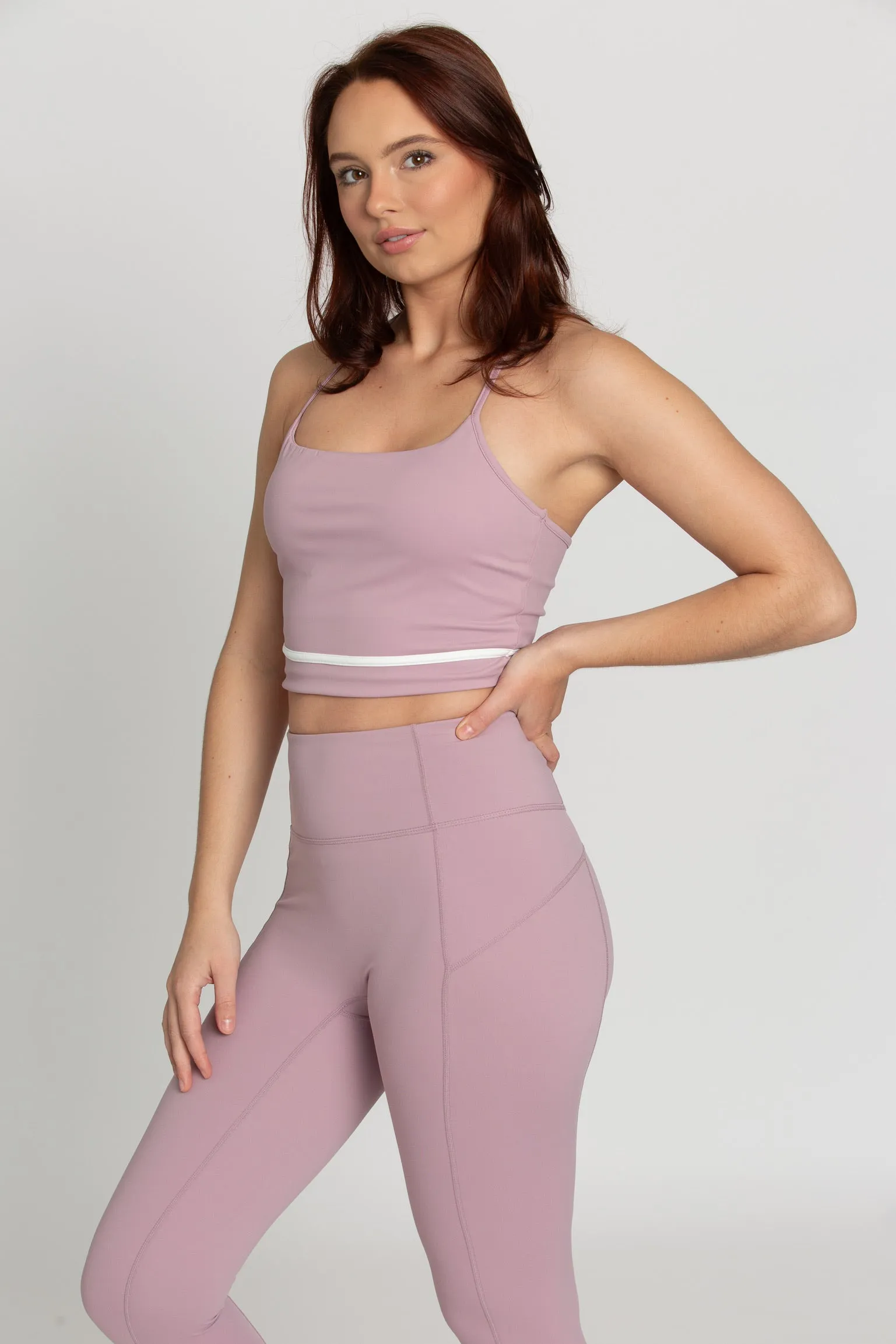 Mauve Mist White Line Crop Tank sold by Gold Hinge product image thumbnail 5