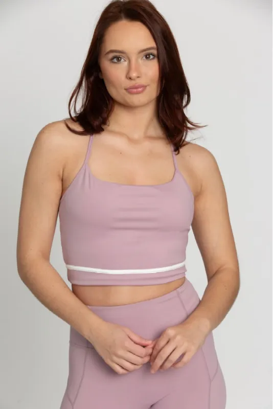 Mauve Mist White Line Crop Tank sold by Gold Hinge