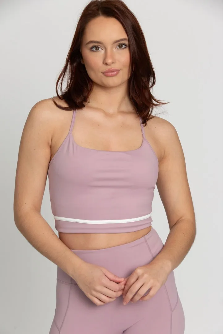 Mauve Mist White Line Crop Tank sold by Gold Hinge
