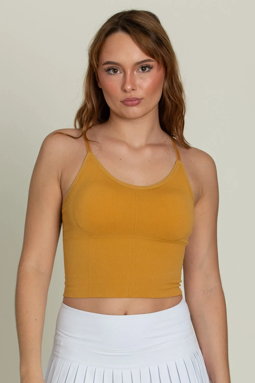 Mustard Original Ribbed Yoga Tank Top sold by Gold Hinge