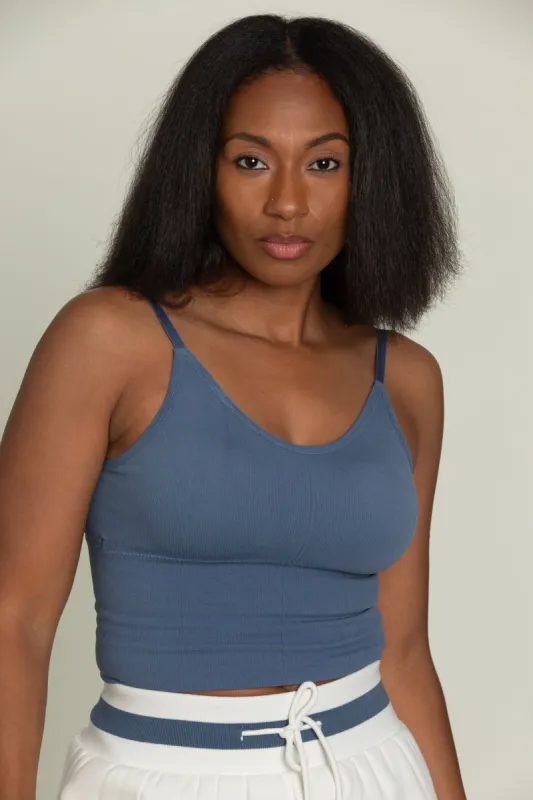 Deep Blue Original Ribbed Yoga Tank Top sold by Gold Hinge