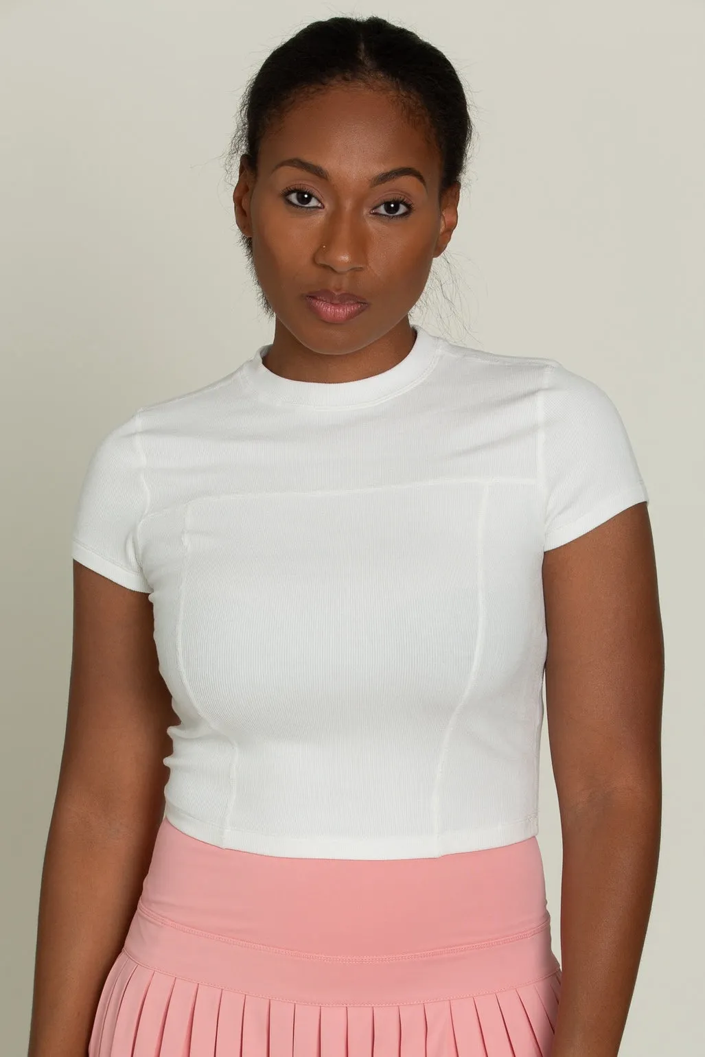 Ivory Short Sleeve Ribbed Tee sold by Gold Hinge