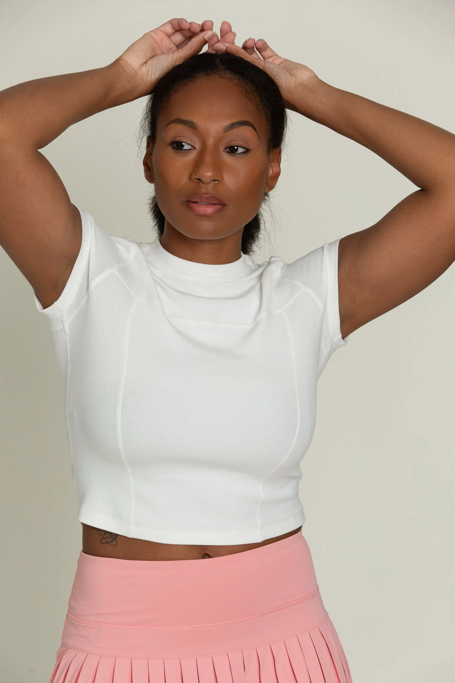 Ivory Short Sleeve Ribbed Tee sold by Gold Hinge product image thumbnail 4