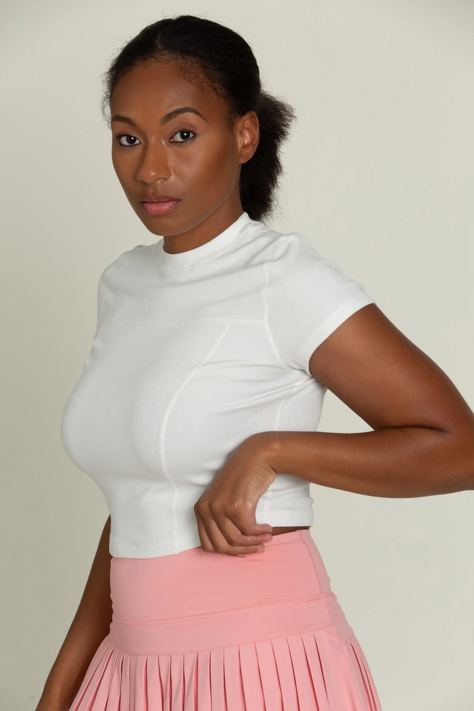 Ivory Short Sleeve Ribbed Tee sold by Gold Hinge product image thumbnail 2