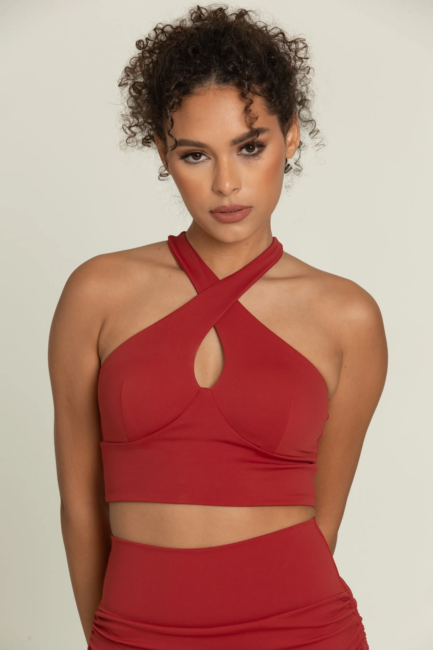 Rust Red Cross Over Yoga Top sold by Gold Hinge product image thumbnail 4