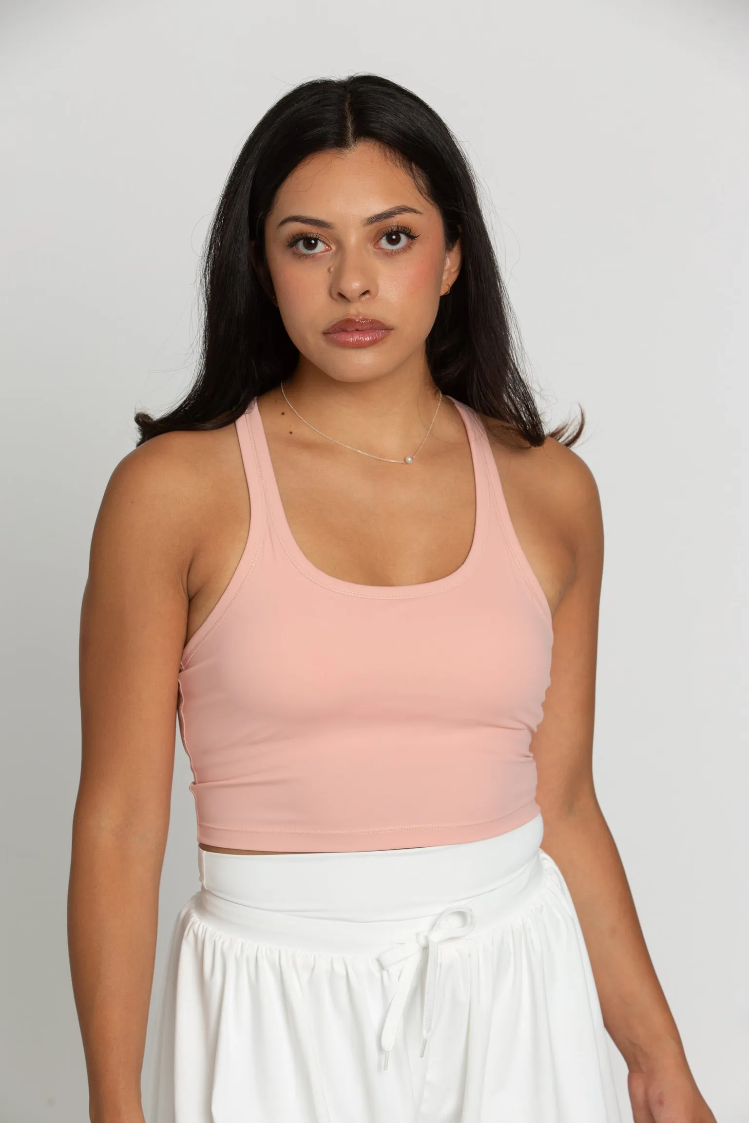 Peach Racerback Crop Tank sold by Gold Hinge