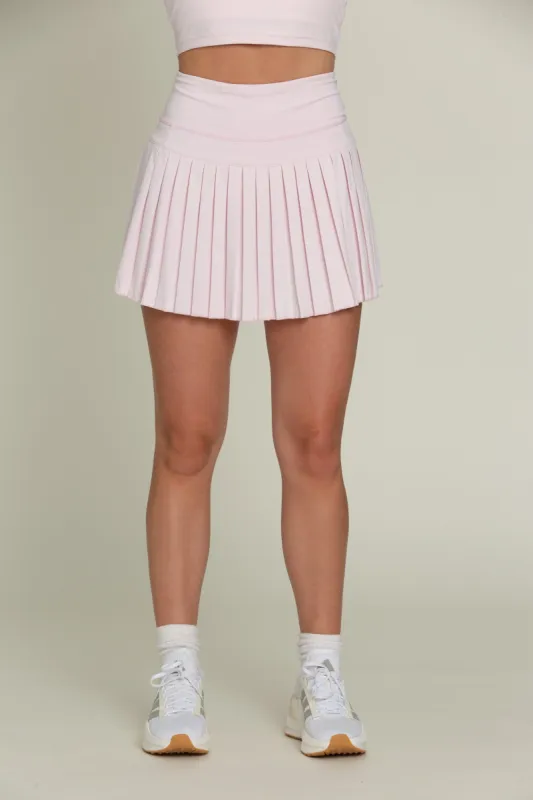 15" Pearl Pink Pleated Tennis Skirt sold by Gold Hinge