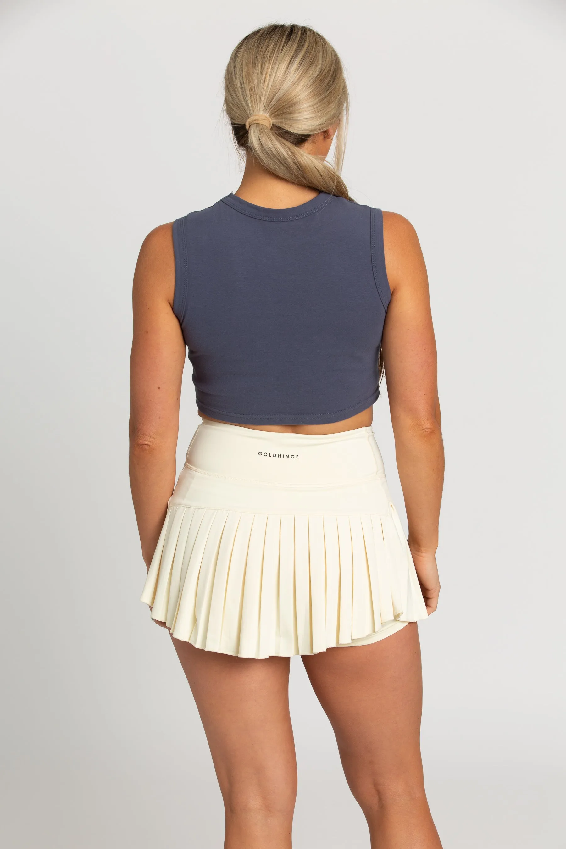 Navy Sleeveless Softy Crop Top sold by Gold Hinge product image thumbnail 4