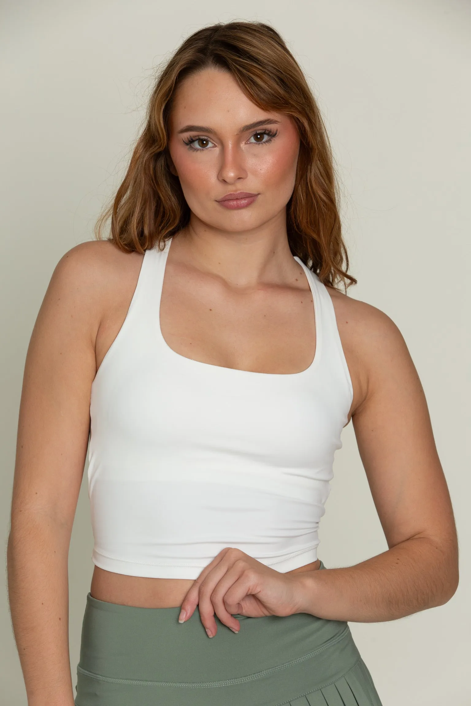 Whiteout Criss Cross Back Yoga Tank sold by Gold Hinge