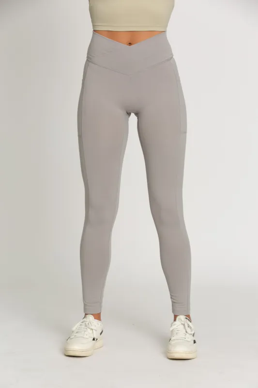 Grey Mist Seamless Crossover Leggings sold by Gold Hinge