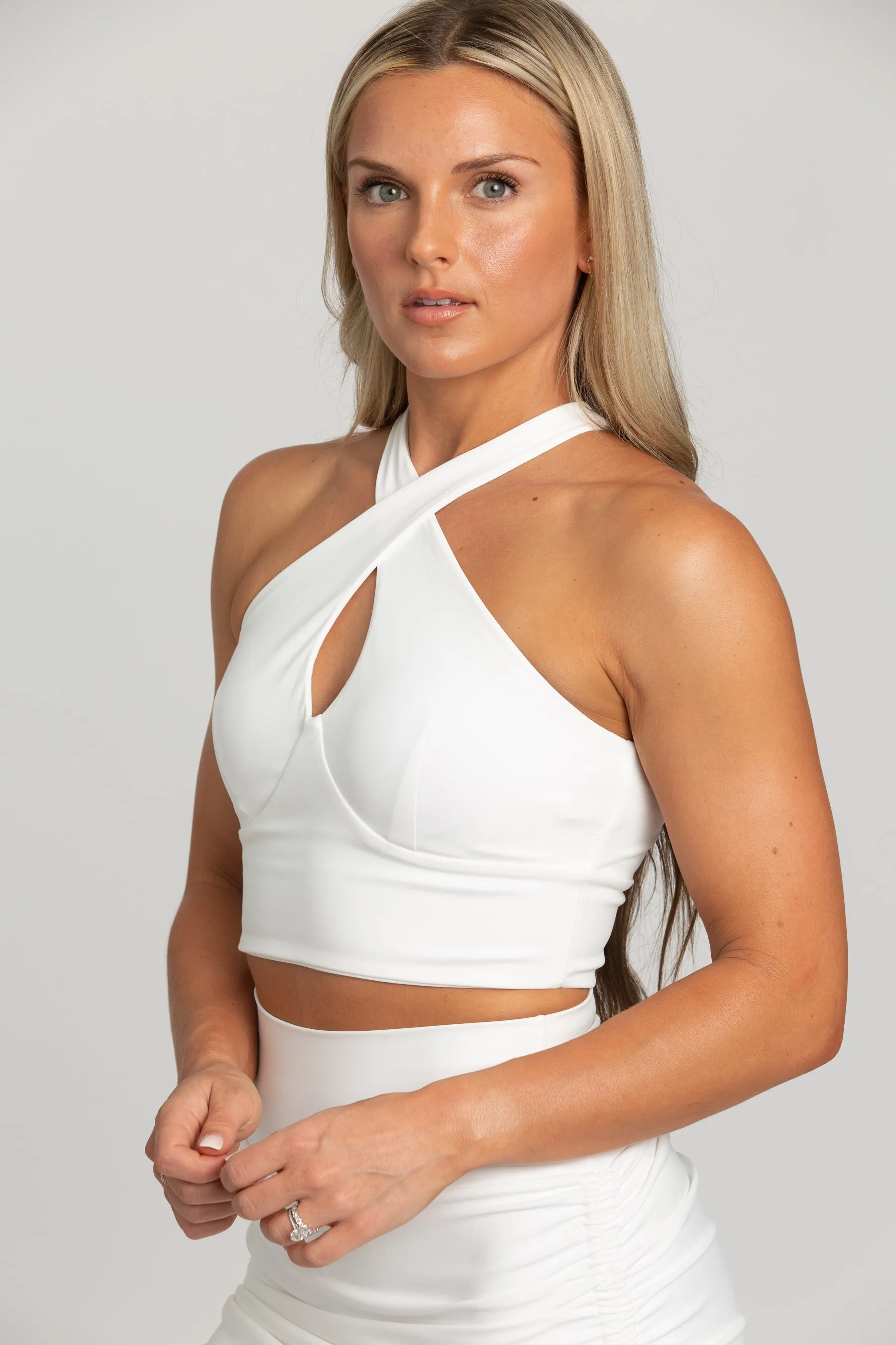 White Cross Over Yoga Top sold by Gold Hinge product image thumbnail 3