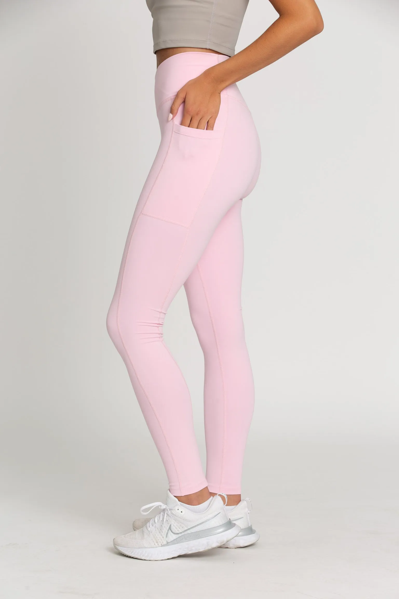 Pastel Pink Seamless Crossover Leggings sold by Gold Hinge product image thumbnail 5