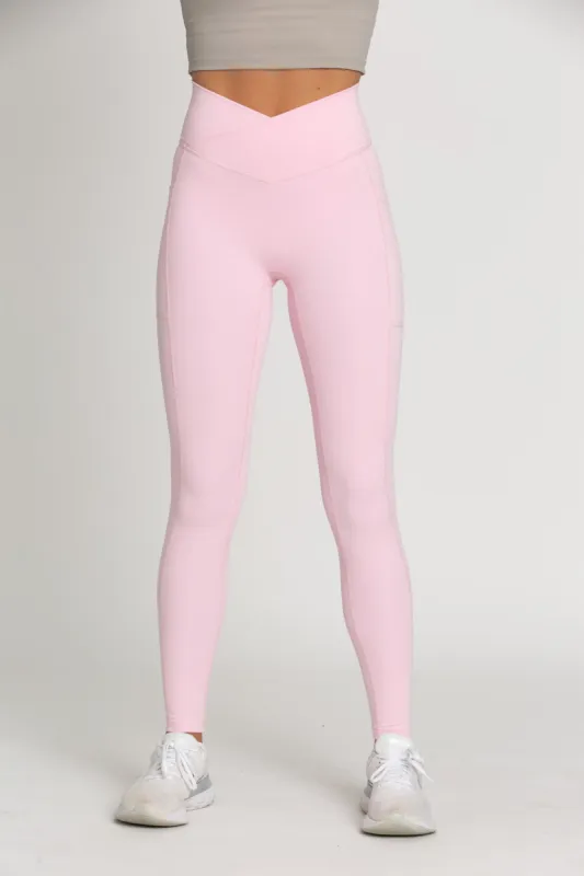Pastel Pink Seamless Crossover Leggings sold by Gold Hinge