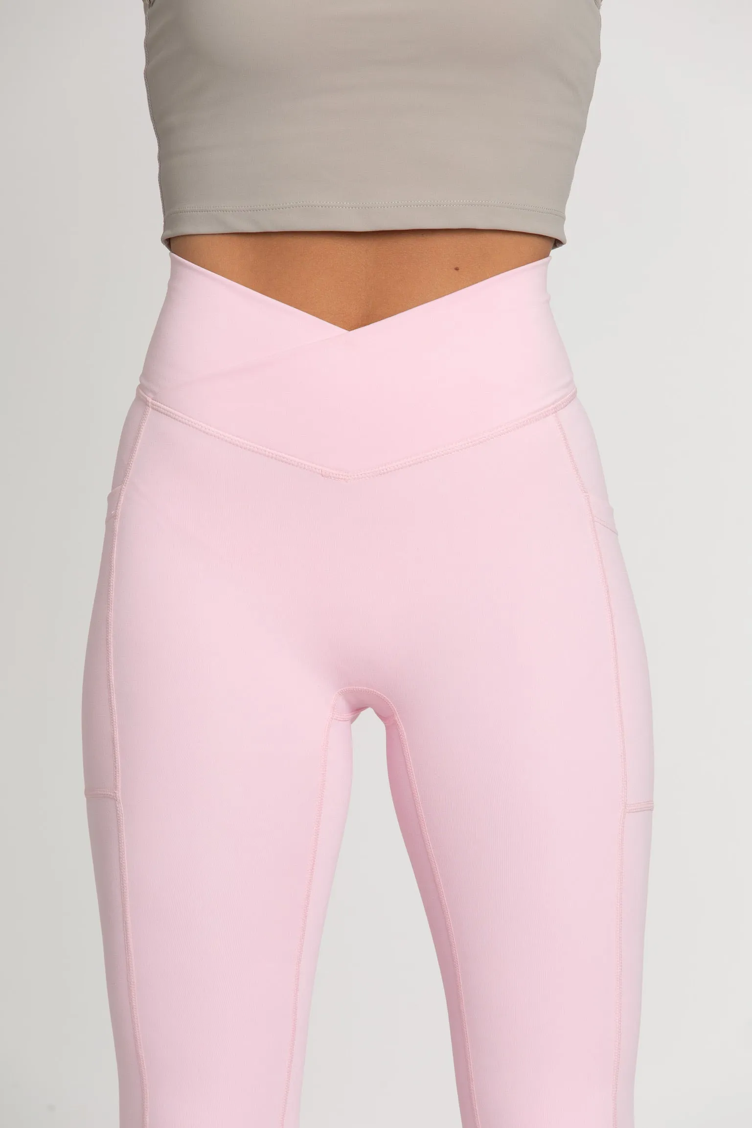 Pastel Pink Seamless Crossover Leggings sold by Gold Hinge product image thumbnail 2