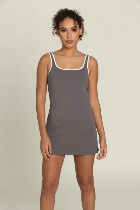 Charcoal Open Back Active Dress sold by Gold Hinge