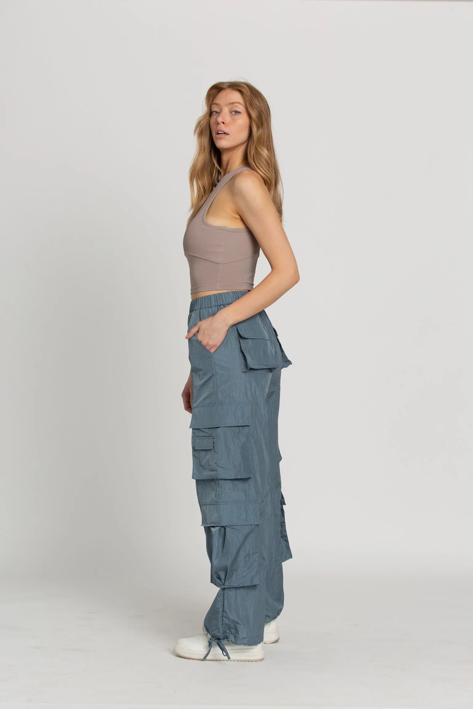 Shiny Blue Parachute Pants sold by Gold Hinge product image thumbnail 5