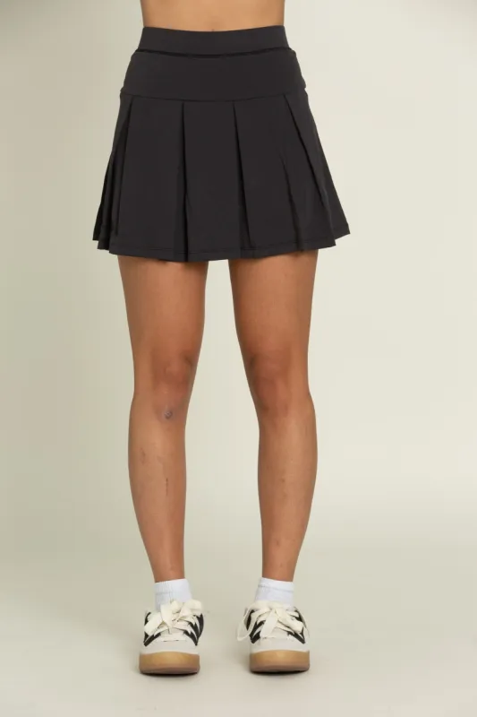 Off-Black Wide Pleat Tennis Skirt sold by Gold Hinge