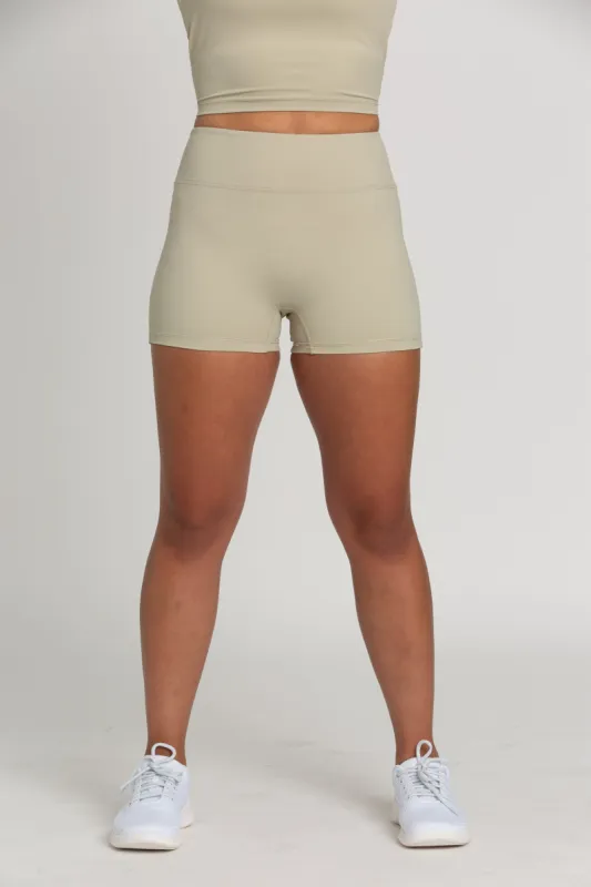 Pale Moss Zipper Spandex Shorts sold by Gold Hinge