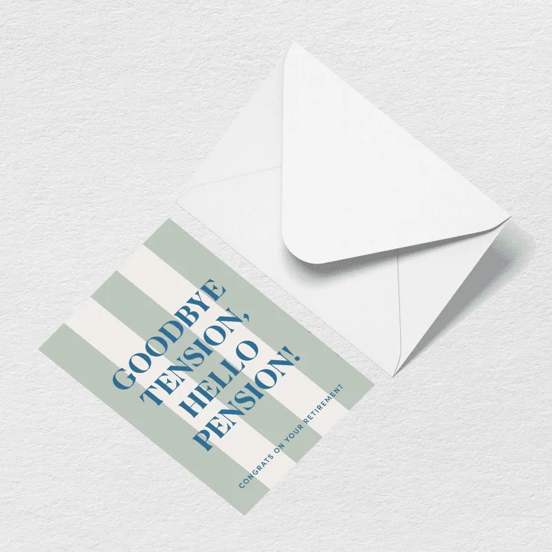 Hello Pension Greeting Card sold by Bogg Bag