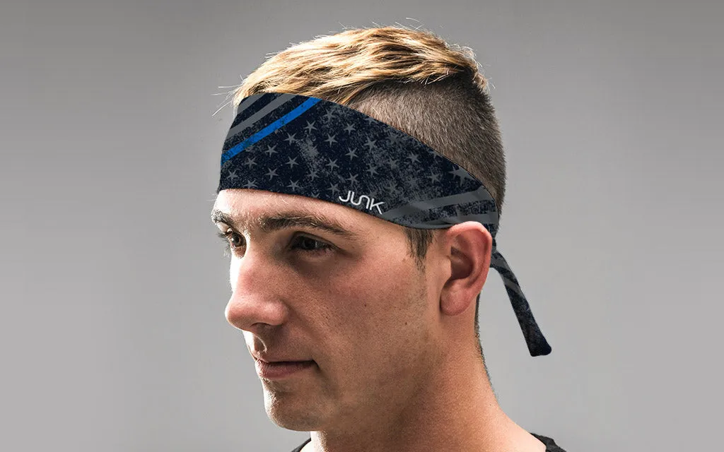 Night Watch - Thin Blue Line Tie Headband sold by JUNK Brands product image thumbnail 4