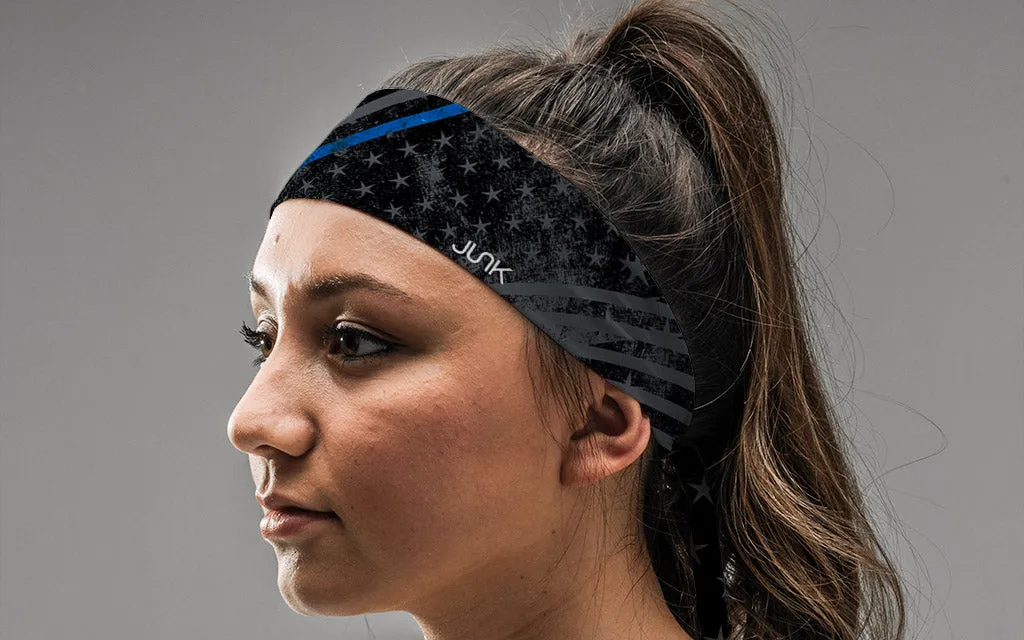 Night Watch - Thin Blue Line Tie Headband sold by JUNK Brands product image thumbnail 3