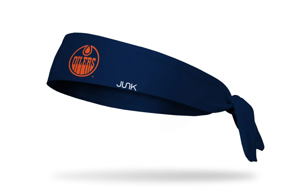 Edmonton Oilers: Logo Navy Flex Tie Headband sold by JUNK Brands