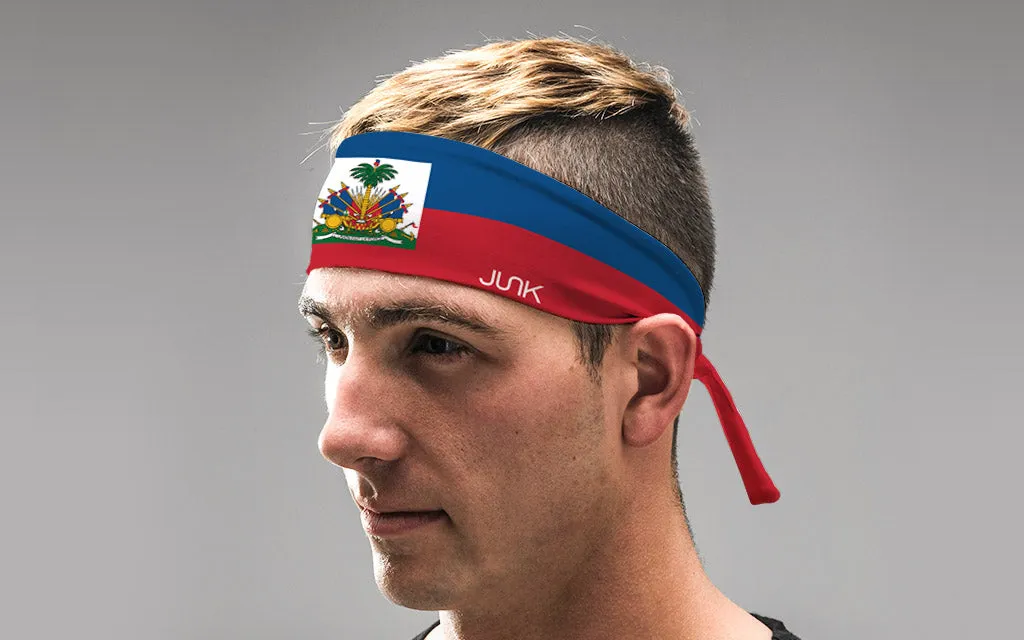Haiti Flag Flex Tie Headband sold by JUNK Brands product image thumbnail 4