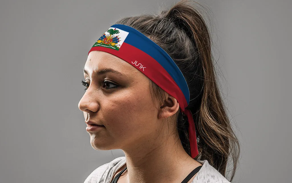 Haiti Flag Flex Tie Headband sold by JUNK Brands product image thumbnail 3