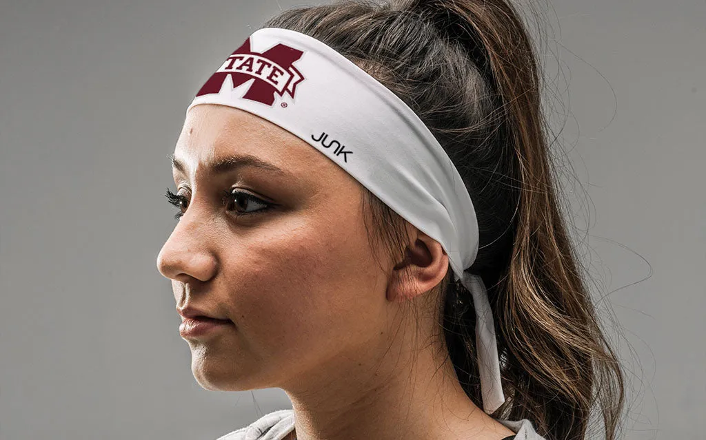 Mississippi State University: Logo White Flex Tie Headband sold by JUNK Brands product image thumbnail 3