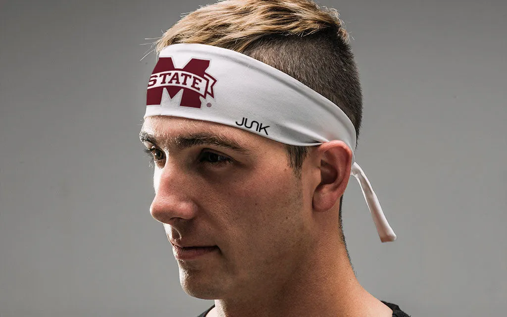 Mississippi State University: Logo White Flex Tie Headband sold by JUNK Brands product image thumbnail 4