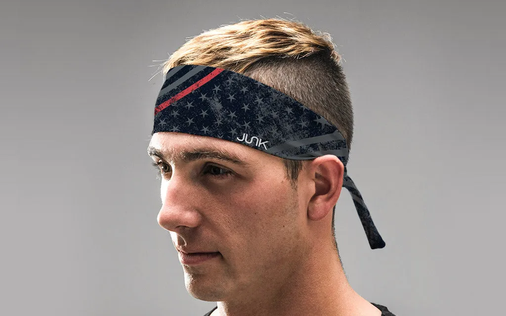 Night Watch - Thin Red Line Tie Headband sold by JUNK Brands product image thumbnail 4