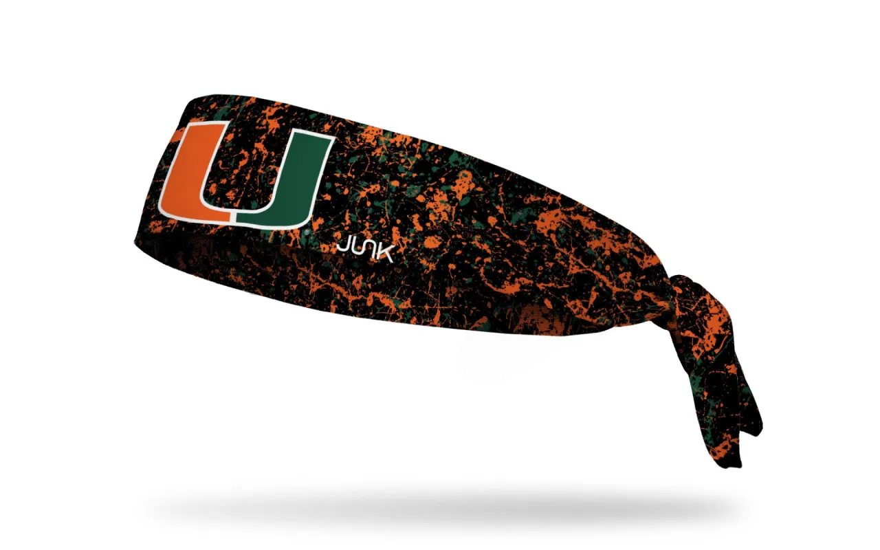 University of Miami: Splatter Black Flex Tie Headband sold by JUNK Brands