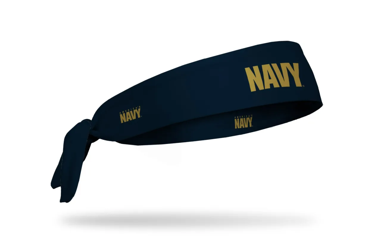 Navy: Wordmark Navy Flex Tie Headband sold by JUNK Brands