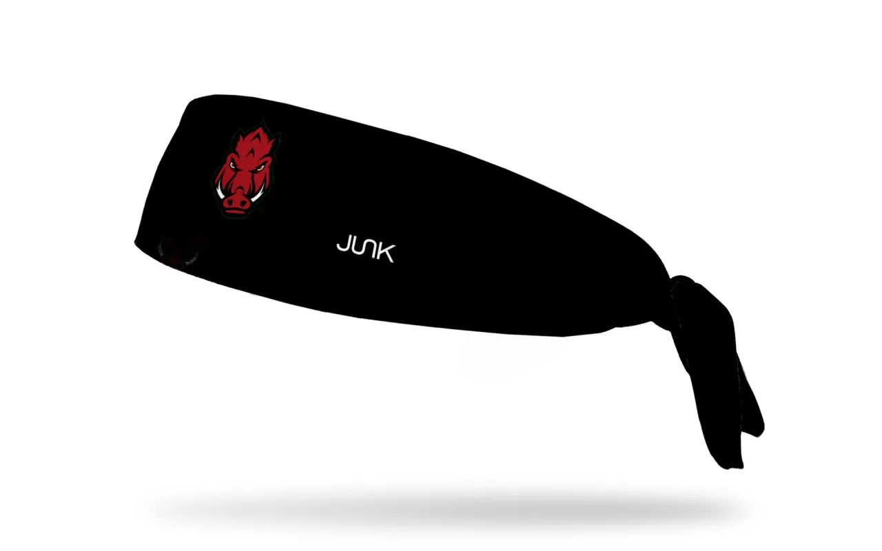 University of Arkansas: Front Hog Black Flex Tie Headband sold by JUNK Brands