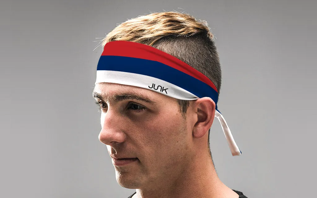 Serbia Flag Flex Tie Headband sold by JUNK Brands product image thumbnail 4