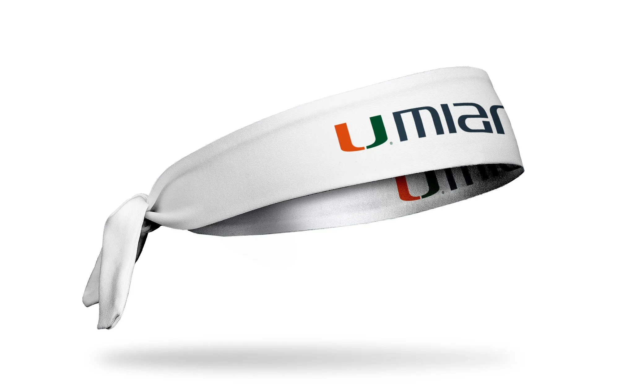 University of Miami: Wordmark White Flex Tie Headband sold by JUNK Brands