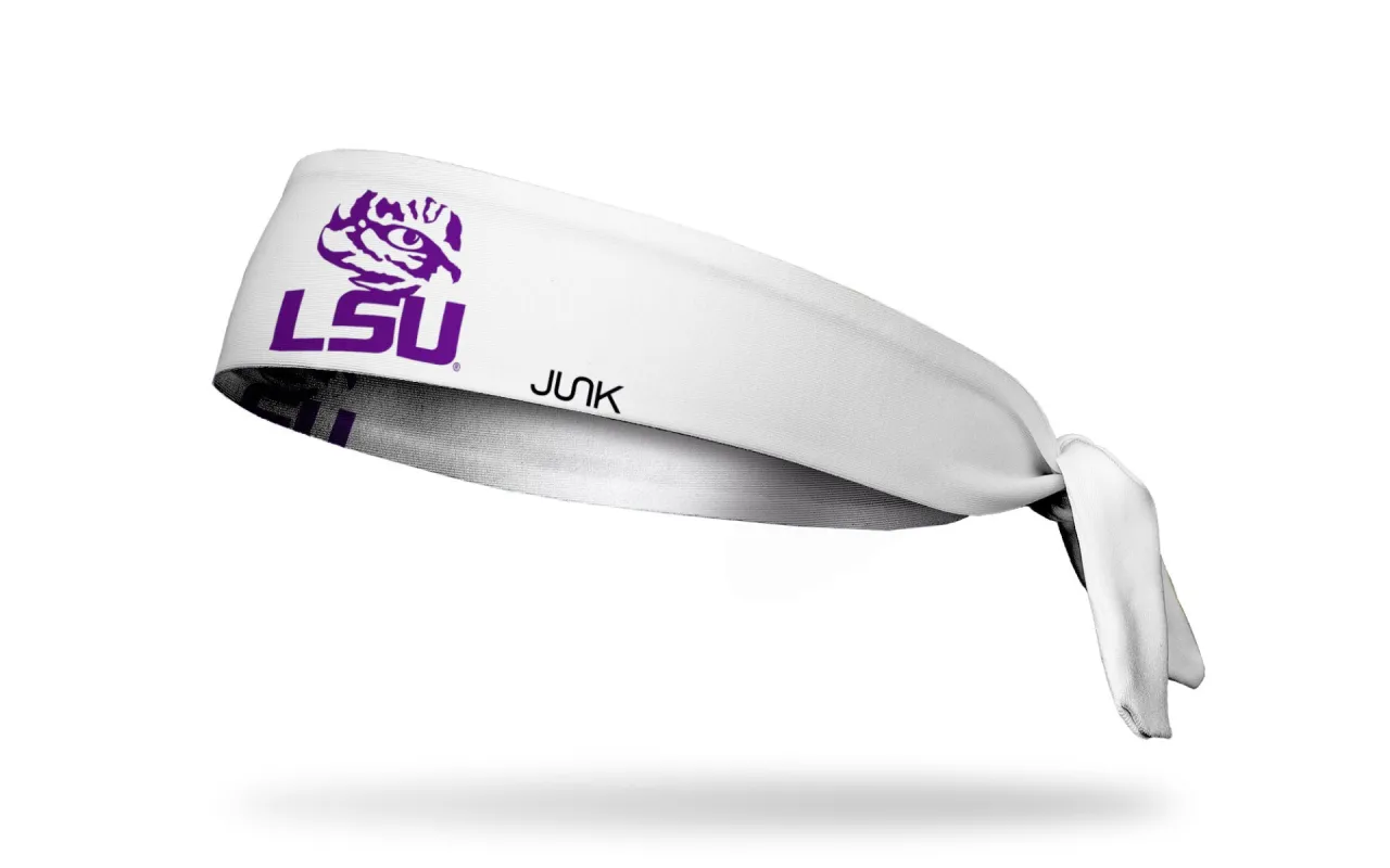 Louisiana State University: LSU Stacked White Flex Tie Headband sold by JUNK Brands
