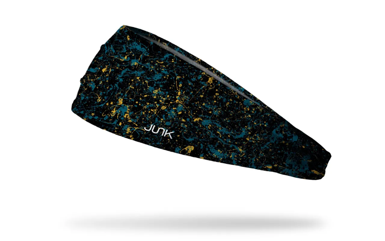 Teal Black Gold Splatter Big Bang Lite Headband sold by JUNK Brands