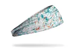 White Aqua Orange Splatter Big Bang Lite Headband sold by JUNK Brands