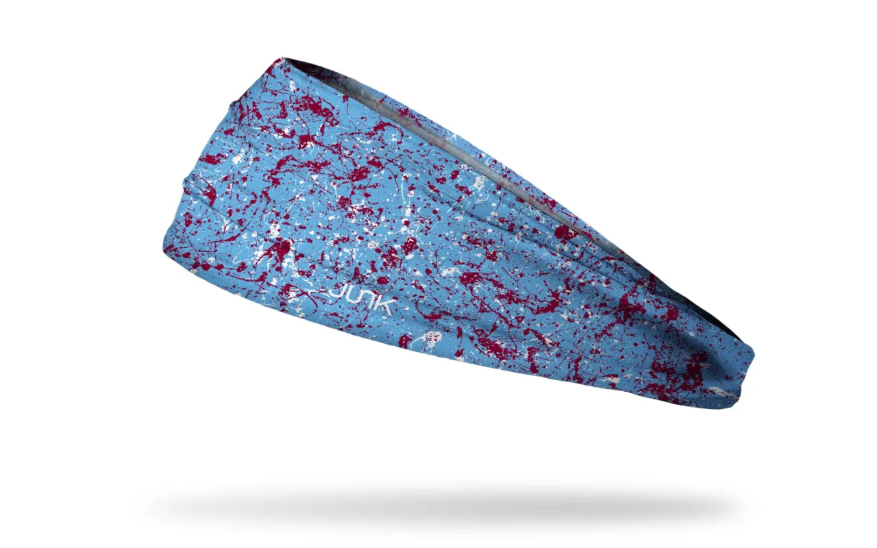 Powder Blue Maroon Splatter Big Bang Lite Headband sold by JUNK Brands
