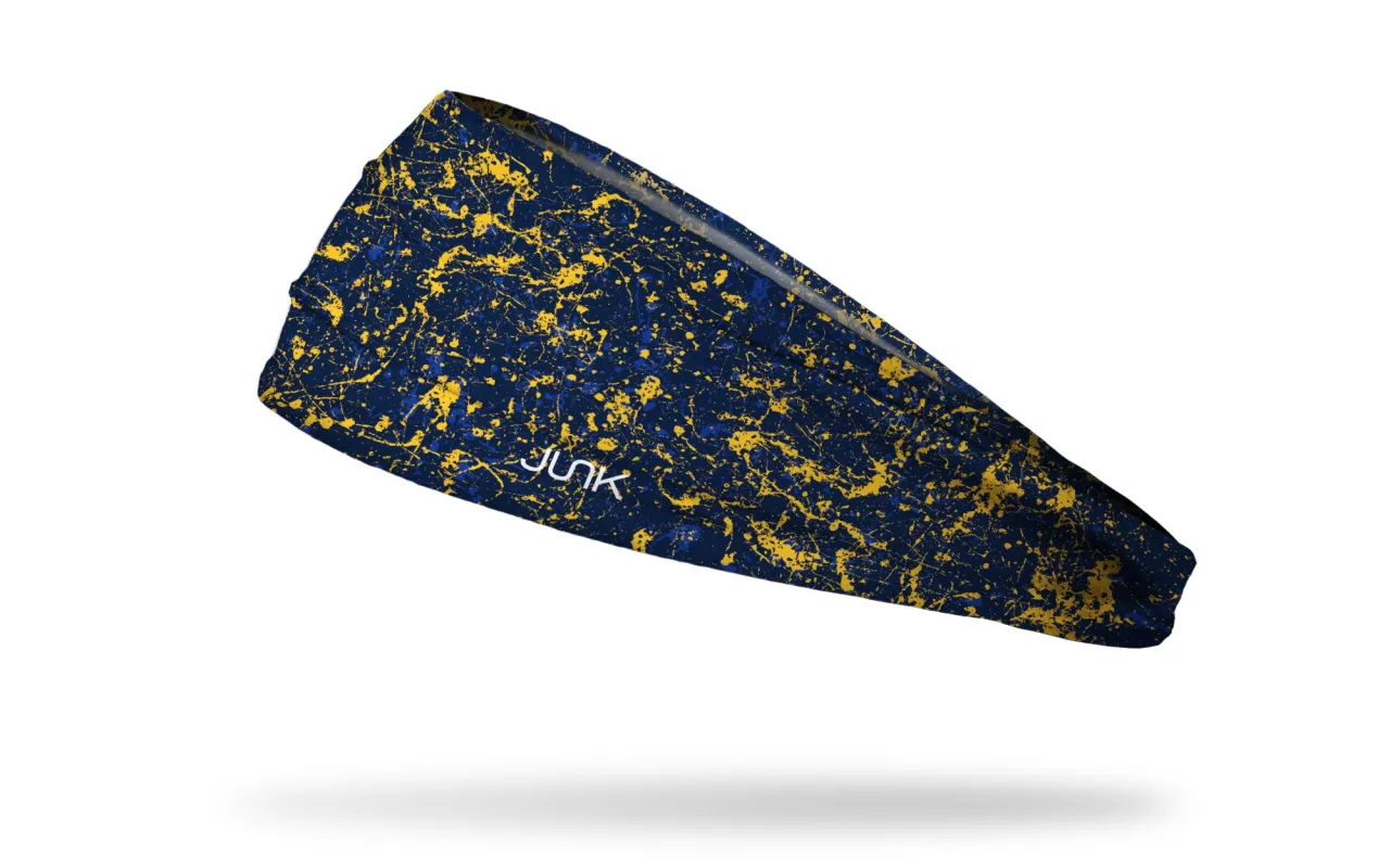 Navy Yellow Blue Splatter Big Bang Lite Headband sold by JUNK Brands