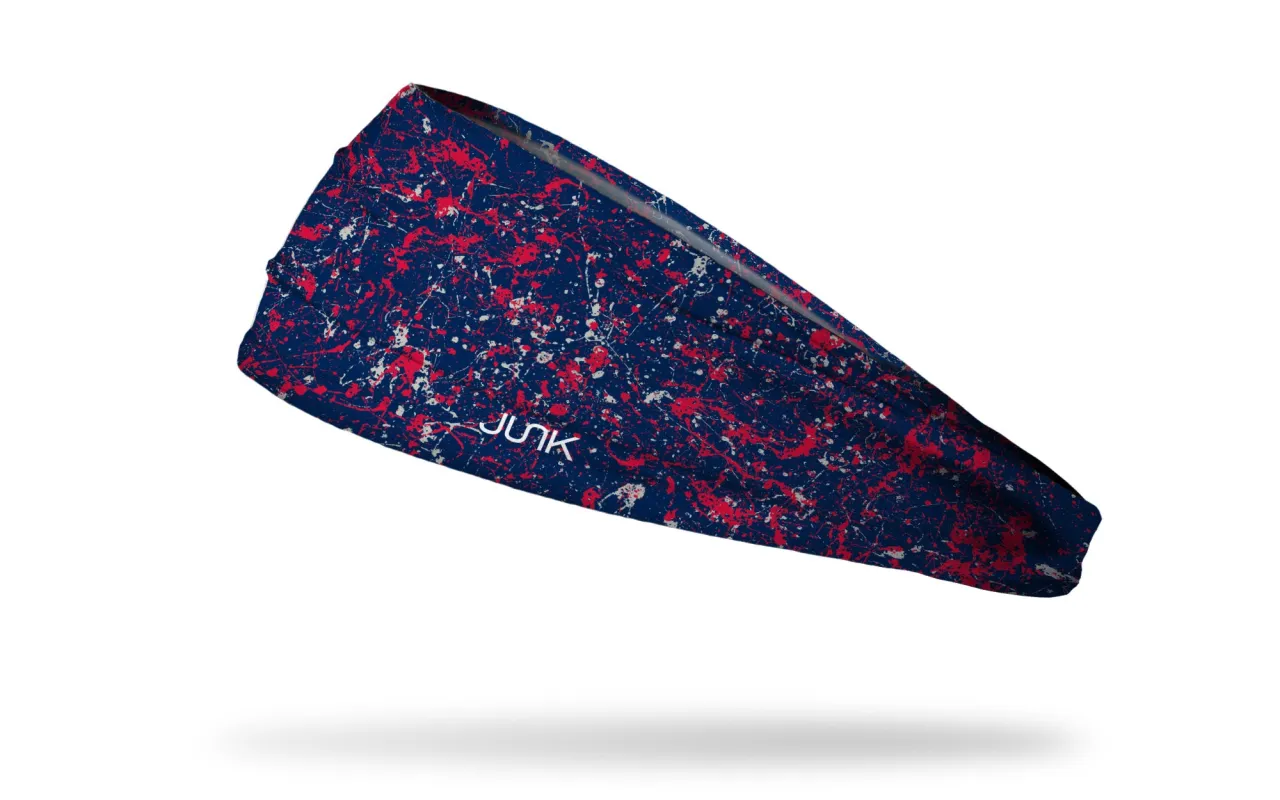Navy Red Gray Splatter Big Bang Lite Headband sold by JUNK Brands
