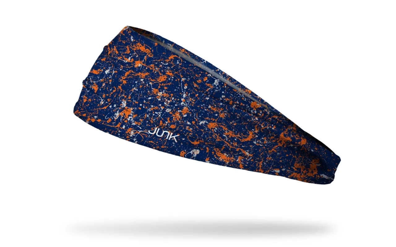 Navy Orange Silver Splatter Big Bang Lite Headband sold by JUNK Brands