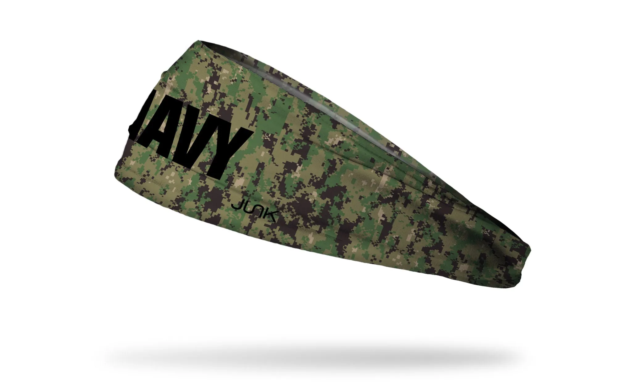 Navy: Wordmark Camo Big Bang Lite Headband sold by JUNK Brands