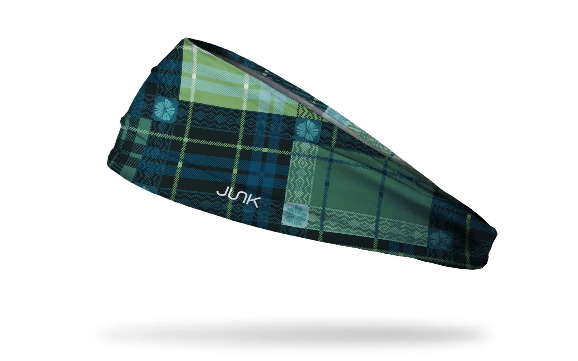 Teal Tartan Big Bang Lite Headband sold by JUNK Brands