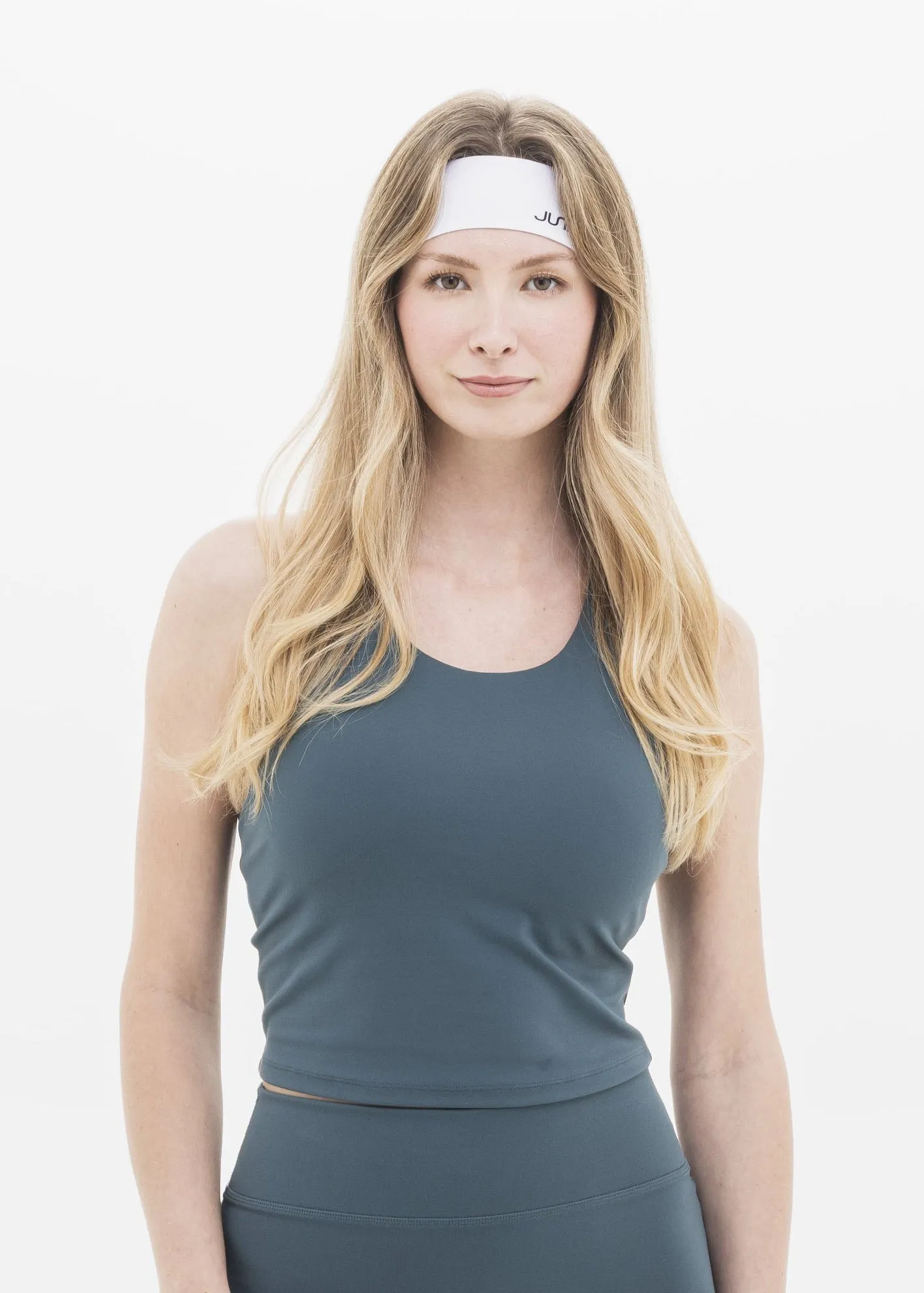 Women's Breakthrough Racerback Bra Tank: Eucalyptus sold by JUNK Brands